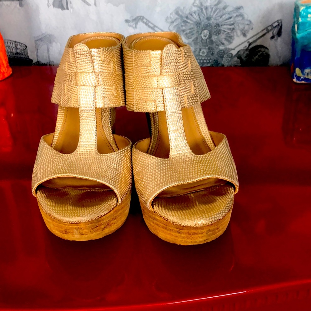 Gold Elaine Turner Wedges